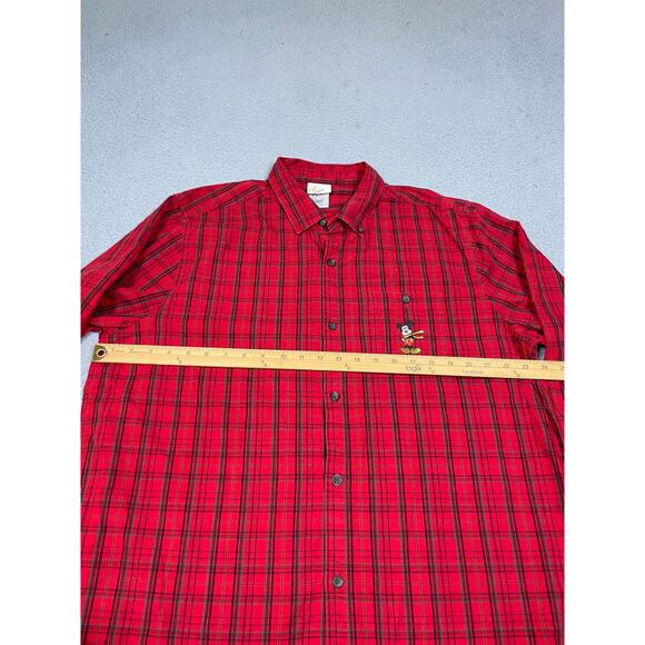 Vintage Disney Store Mens Size L Winter Red Button Up Shirt Mickey Mouse - Picture 5 of 12